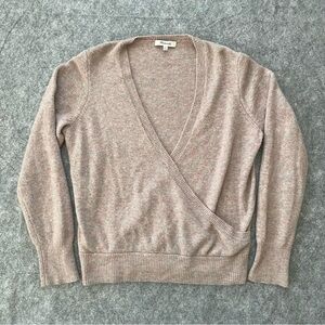Madewell Wrap Sweater Womens M Dusty Rose Pink Gray Merino Alpaca Wool Blend